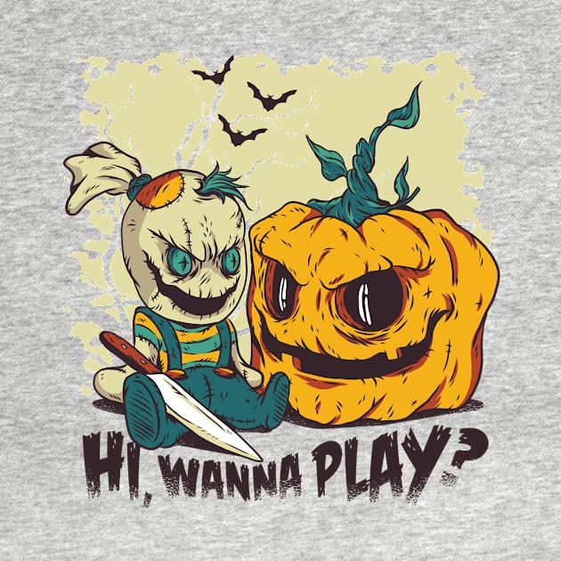 Hi Wanna Play Shirt, Halloween Shirt, Spooky Shirt, Halloween Gifts, October 31, Spooky Halloween Shirts, Pumpkin by Anonic